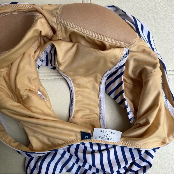 CABANA LIFE x Talbots Blue/White Stripes Wrap One-Piece 50+UV Size Medium - Picture 2 of 5